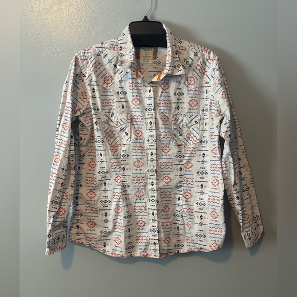 Panhandle Pearl Snap Shirt Women’s Large Western Print 100% Cotton. - Picture 1 of 8